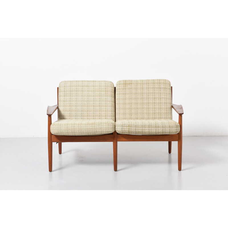 Glostrup Mobelfabrik 2 seater teak and fabric sofa, Arne VODDER - 1960s