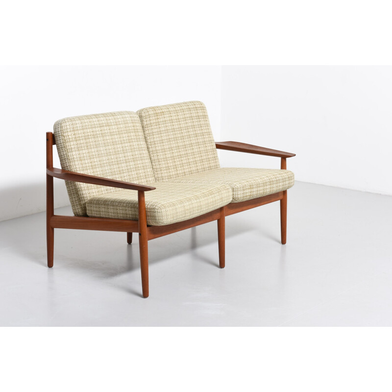 Glostrup Mobelfabrik 2 seater teak and fabric sofa, Arne VODDER - 1960s