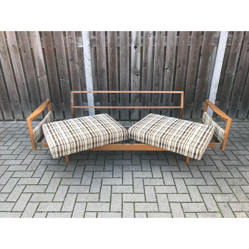 Vintage living room set with Extendable beech daybed and Stella armchairs by Wilhelm Knoll for Knoll Antimott, 1950s, 