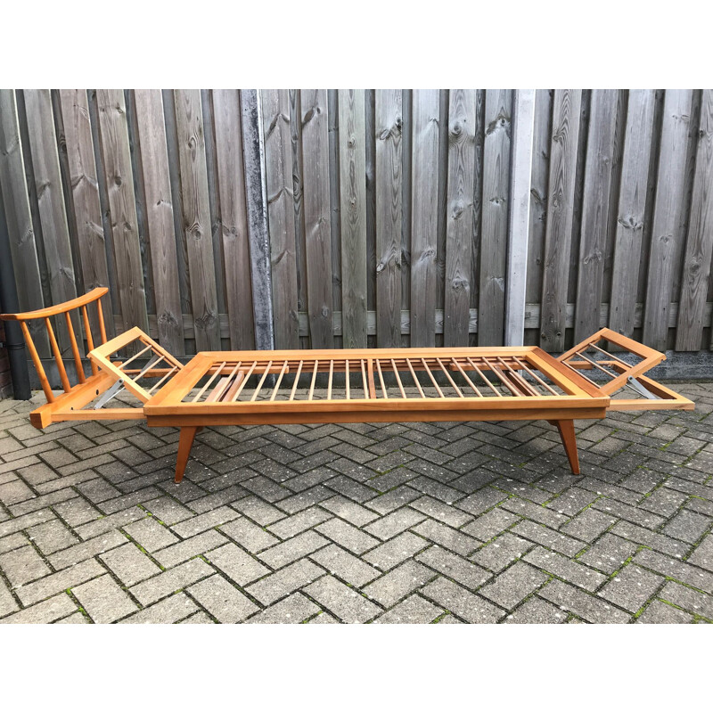 Vintage Extendable beech daybed by Wilhelm Knoll for Knoll Antimott, 1950s