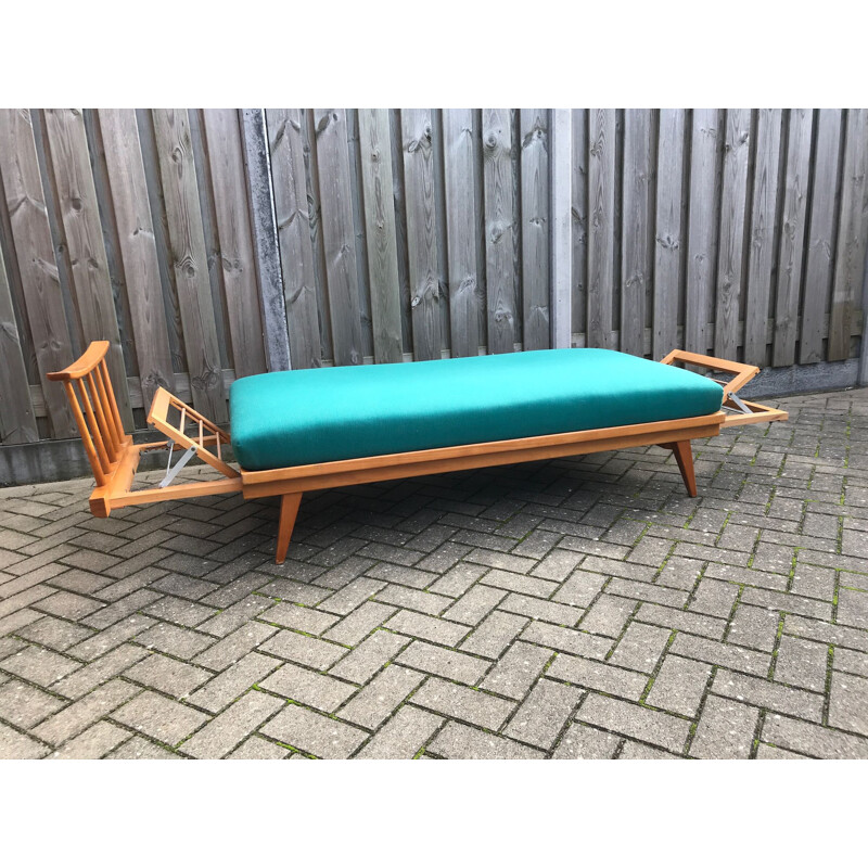 Vintage Extendable beech daybed by Wilhelm Knoll for Knoll Antimott, 1950s