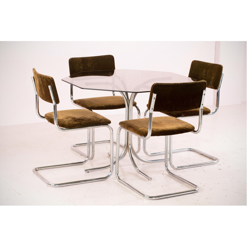 Vintage Chrome Table and 4 Chairs Set
