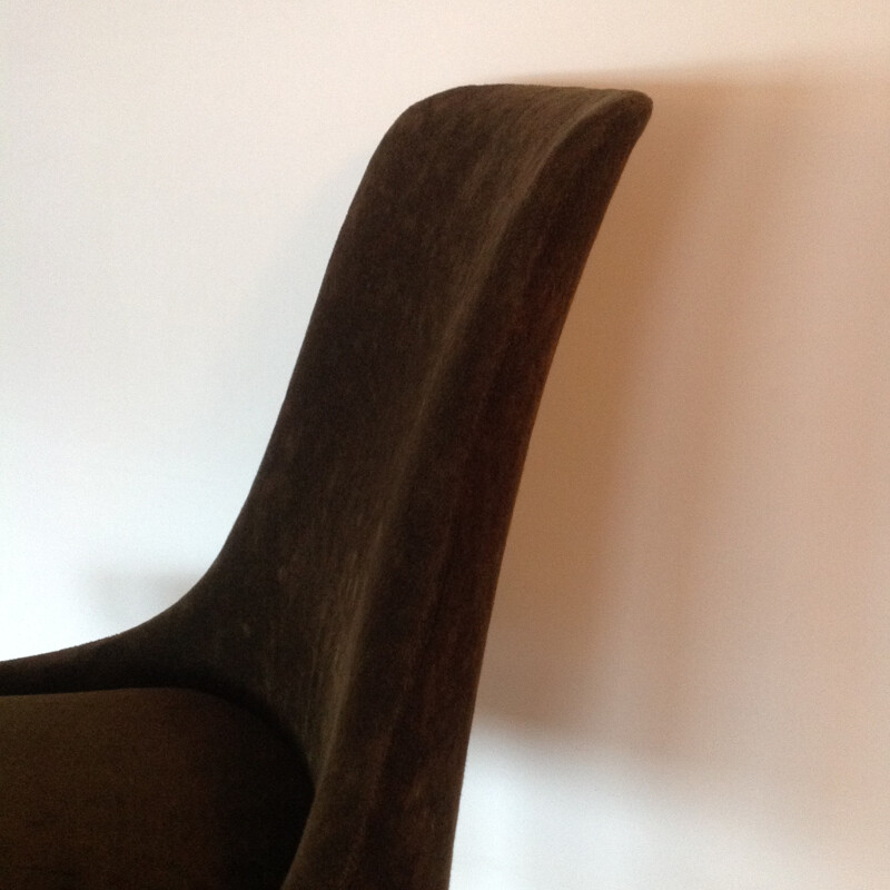 Pair of Swedish swivels chairs in brown fabric - 1970s