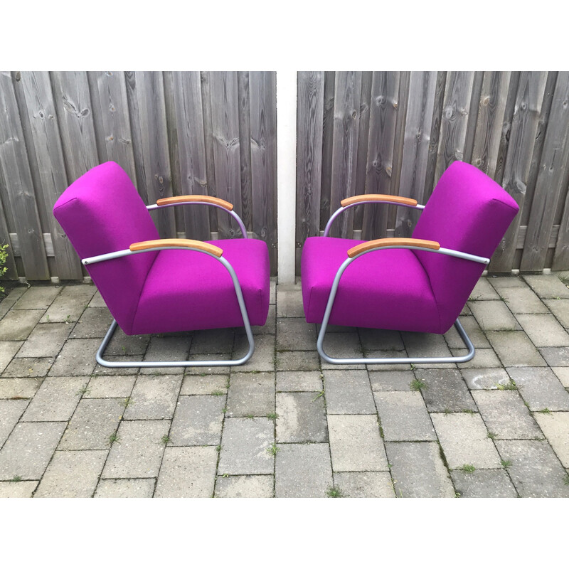 Pair of Vintage FN21 cantilever chairs by Mucke Melder for Thonet, 1930