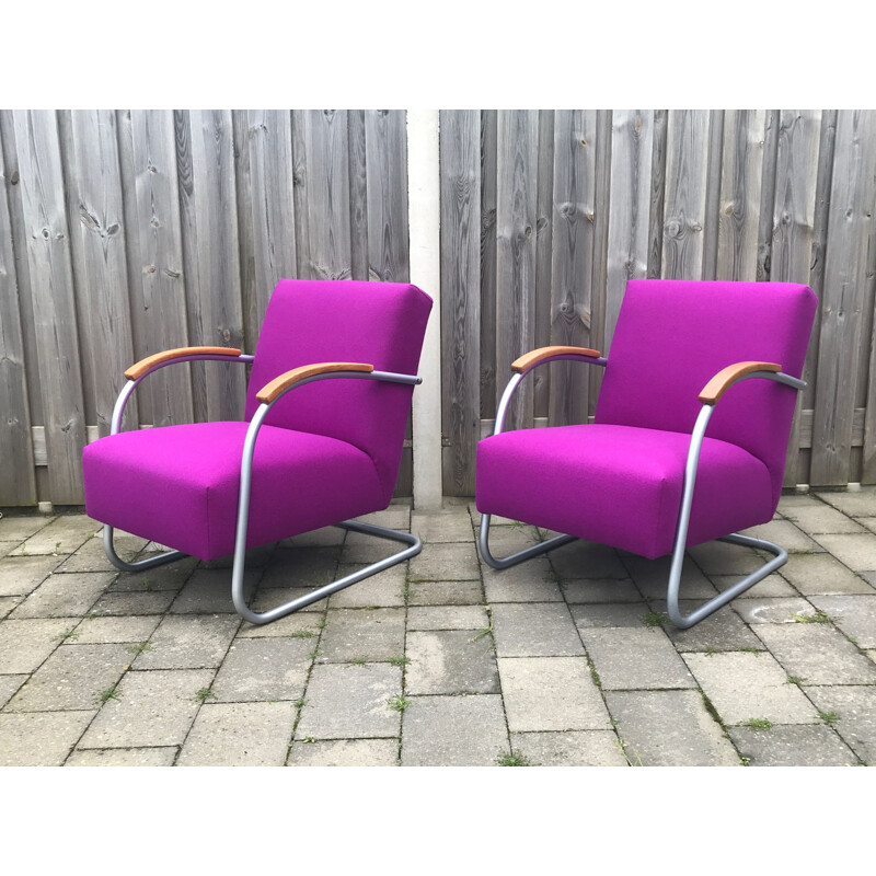 Pair of Vintage FN21 cantilever chairs by Mucke Melder for Thonet, 1930