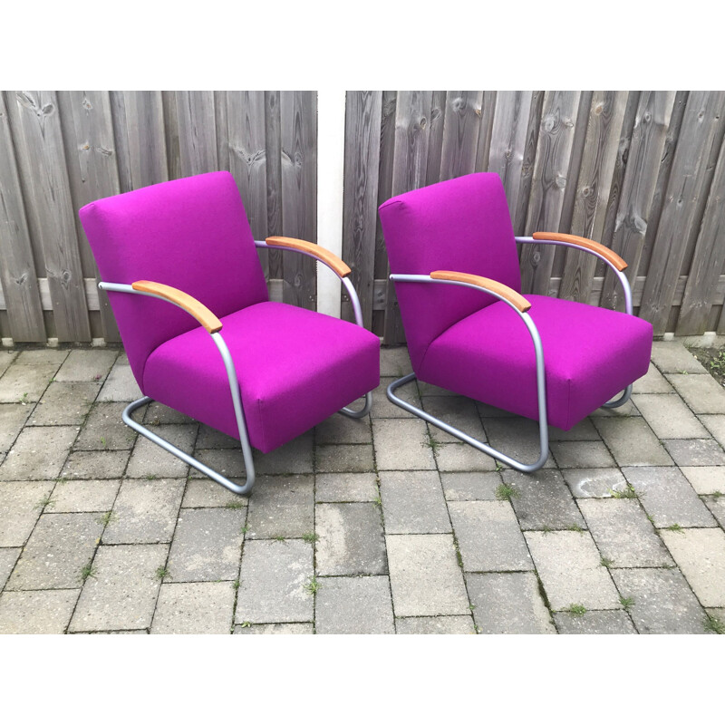 Pair of Vintage FN21 cantilever chairs by Mucke Melder for Thonet, 1930