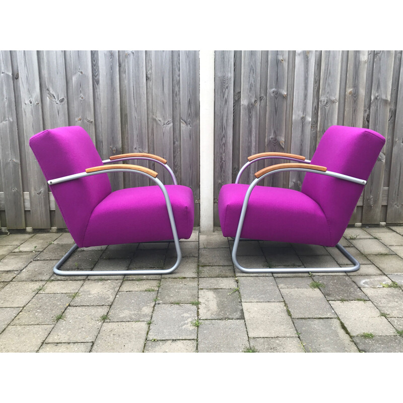 Pair of Vintage FN21 cantilever chairs by Mucke Melder for Thonet, 1930