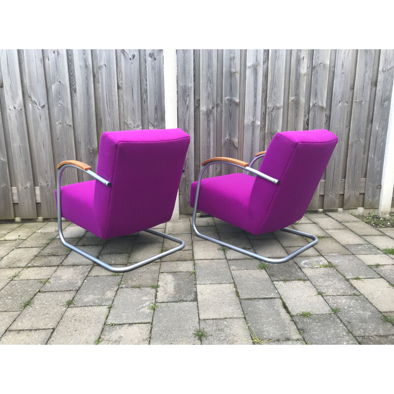 Pair of Vintage FN21 cantilever chairs by Mucke Melder for Thonet, 1930