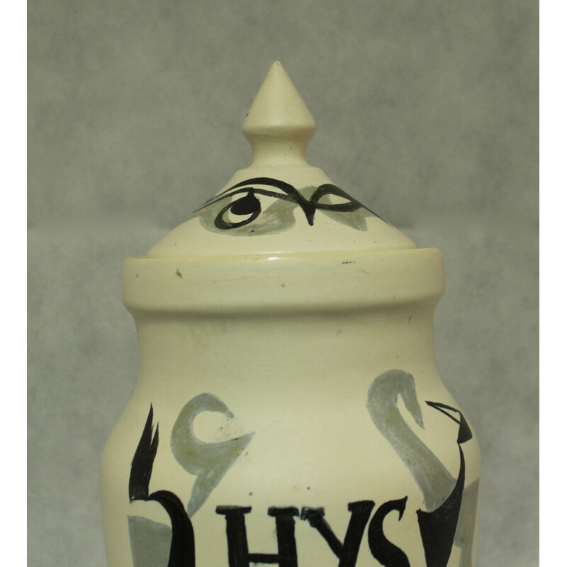 Pot en céramique ivoire, Mado JOLAIN - 1950