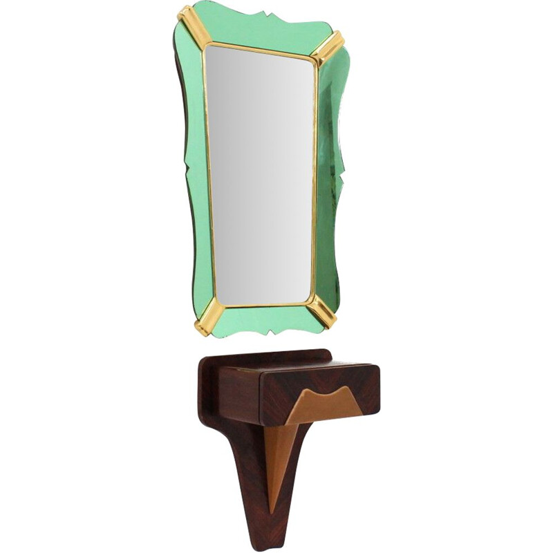Vintage mirror with console by Vittorio Dassi, 1950s