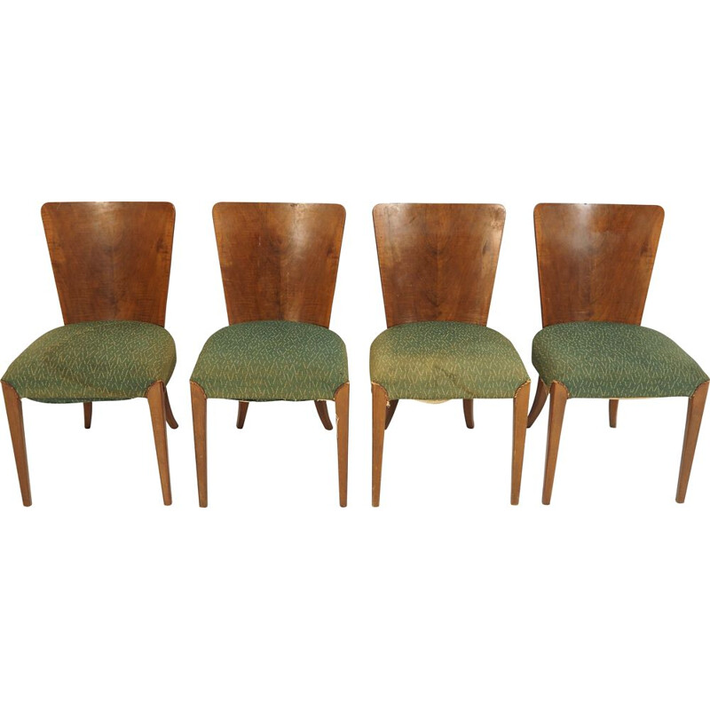 Set of 4 vintage Art Deco dining chairs by Jindřich Halabala for Thonet