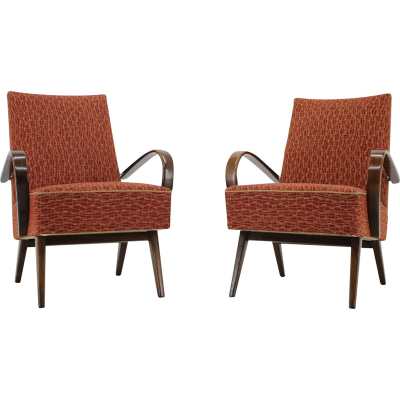 Pair of armchairs by Jindřich Halabala, 1950s