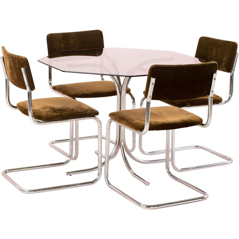 Ensemble de Table et 4 chaises vintage chrome