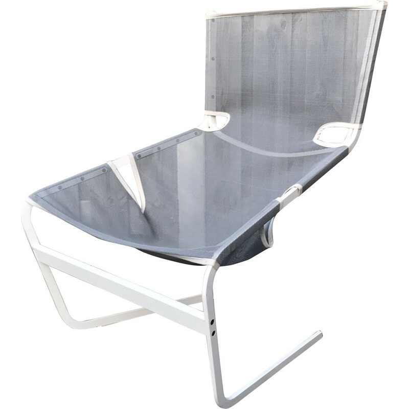 Vintage F444 Steel and Canvas Armchair by Pierre Paulin for Artifort, 1980
