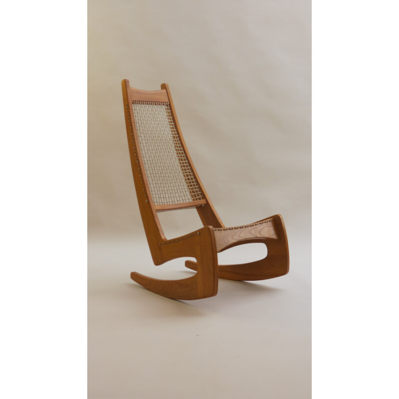 British ash rocking chair, Jeremy K. BROUN - 1970s
