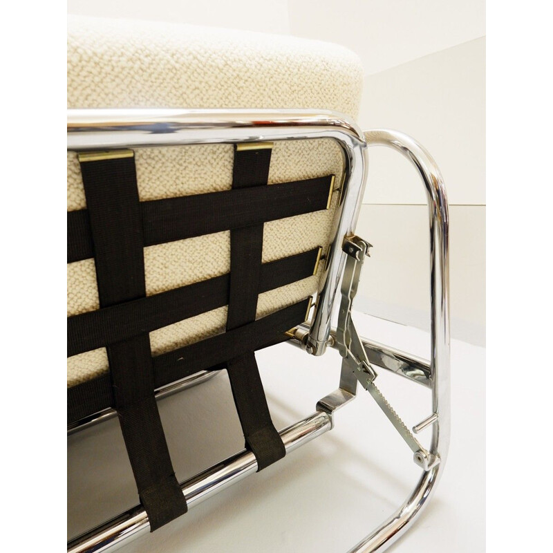 Canapé-lit AA1 vintage par Alvar Aalto pour MisuraEmme avec structure tubulaire en chrome - nouveau garnissage