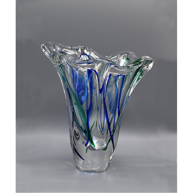 Vintage glass vase by Max Verboeket for Maastricht Kristalunie, 1960s