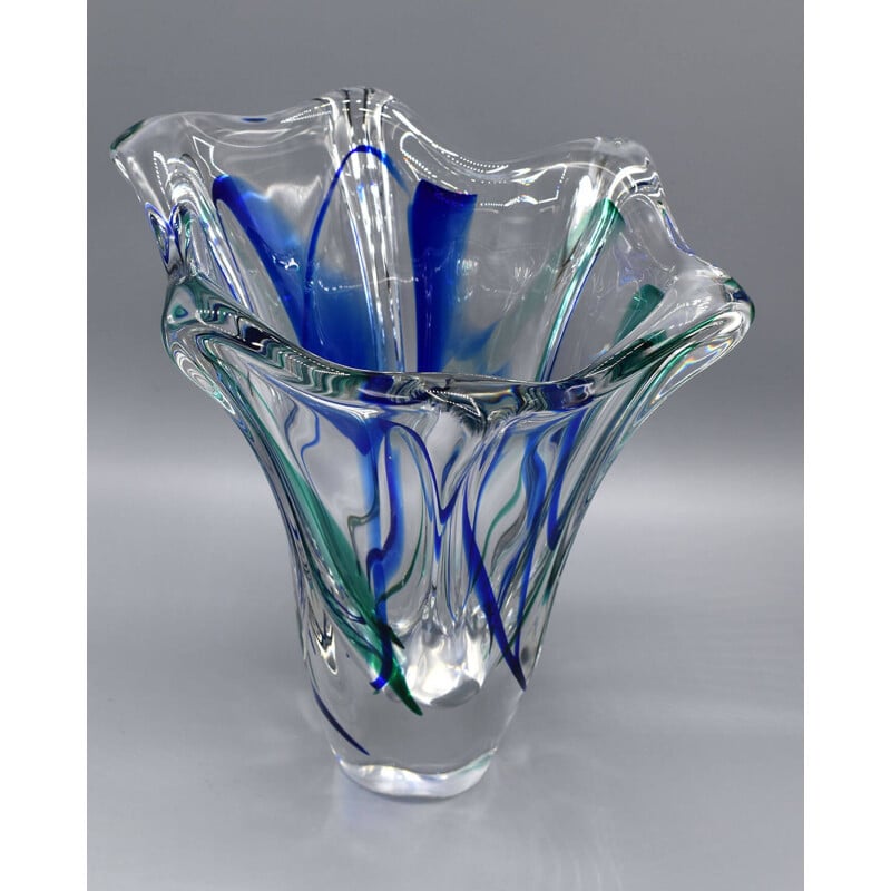 Vintage glass vase by Max Verboeket for Maastricht Kristalunie, 1960s