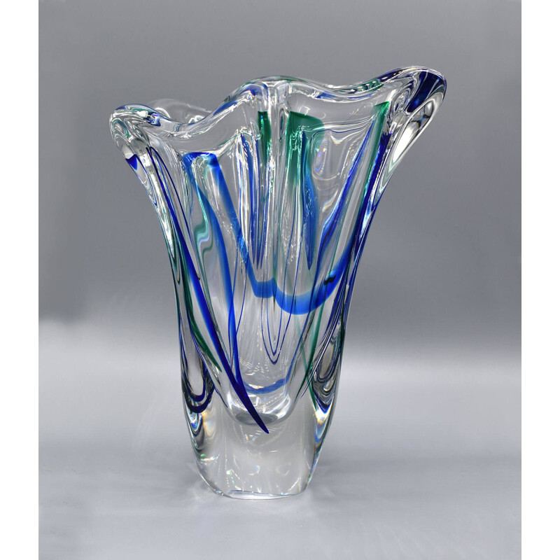 Vintage glass vase by Max Verboeket for Maastricht Kristalunie, 1960s