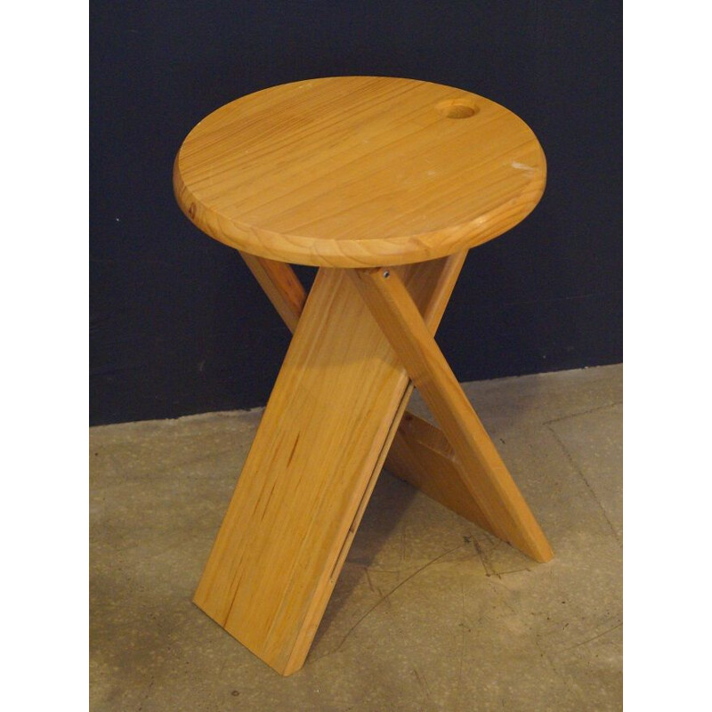 Vintage wooden folding stool, 1970s