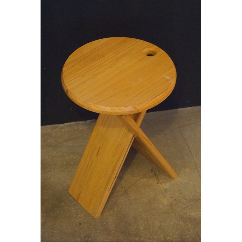 Vintage wooden folding stool, 1970s