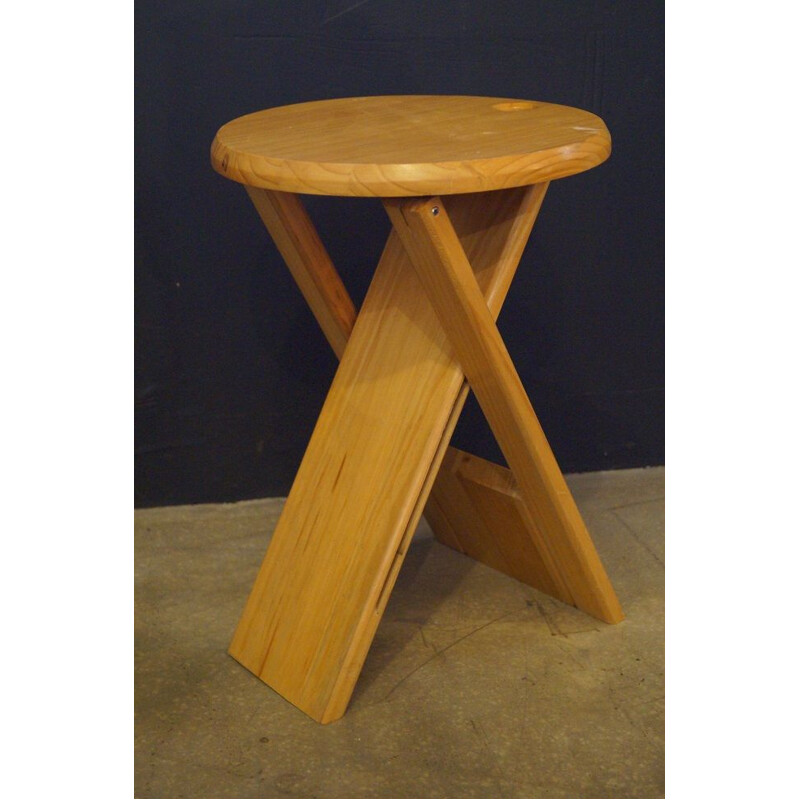 Vintage wooden folding stool, 1970s