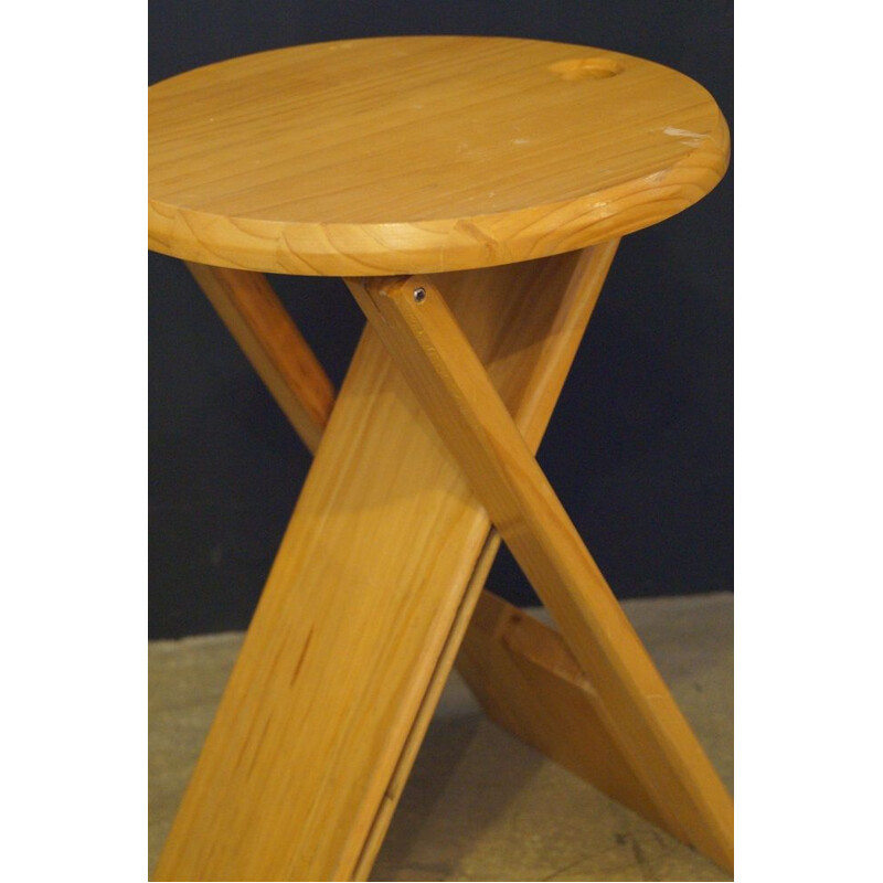 Vintage wooden folding stool, 1970s