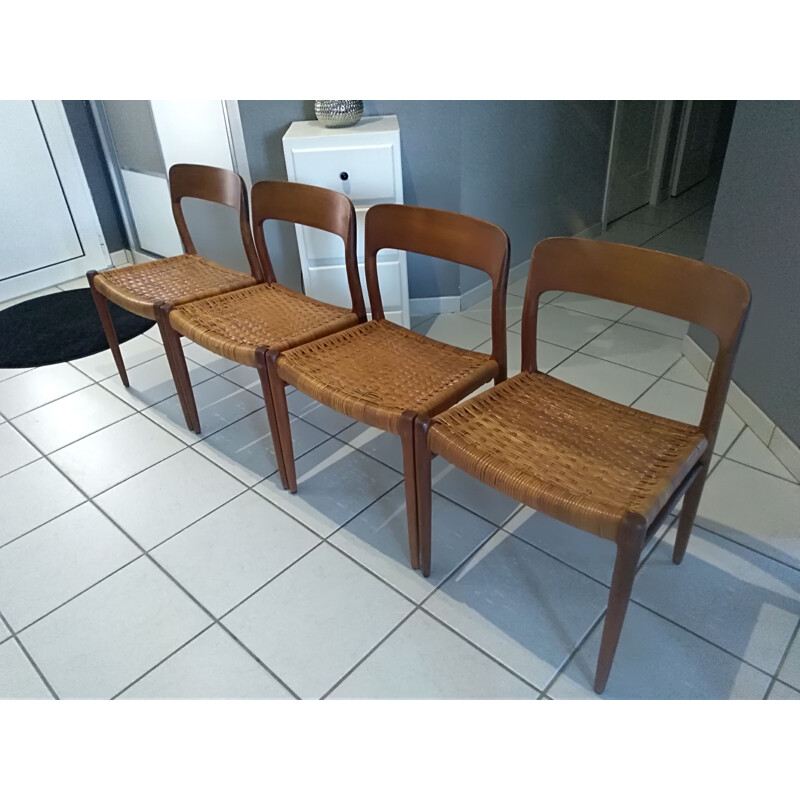 Suite of 4 vintage chairs by Niels Otto Moller, 1960s