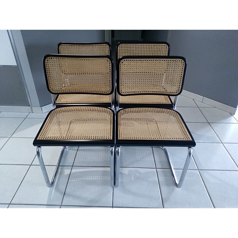 Suite of 4 vintage Cesca B32 chairs by Marcel Breuer, 1987s