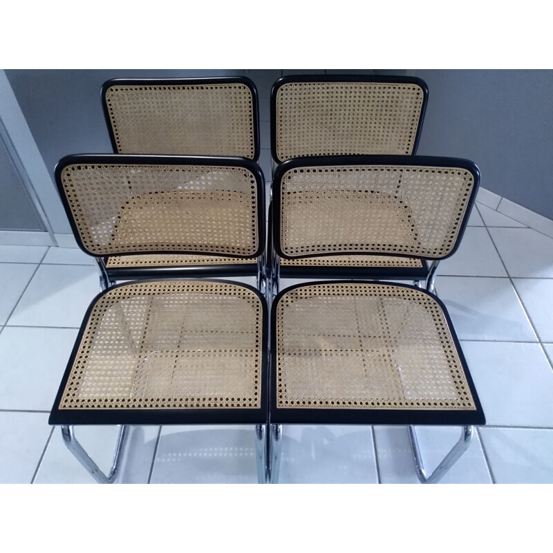 Suite of 4 vintage Cesca B32 chairs by Marcel Breuer, 1987s