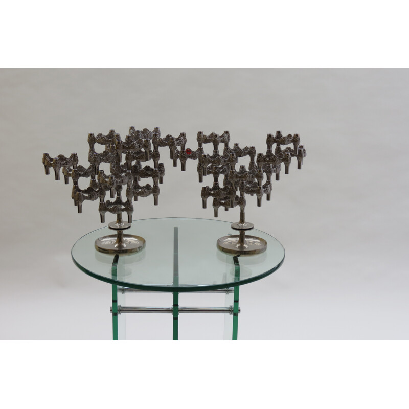 Paire de chandeliers Quist modulables en métal chromé - 1960