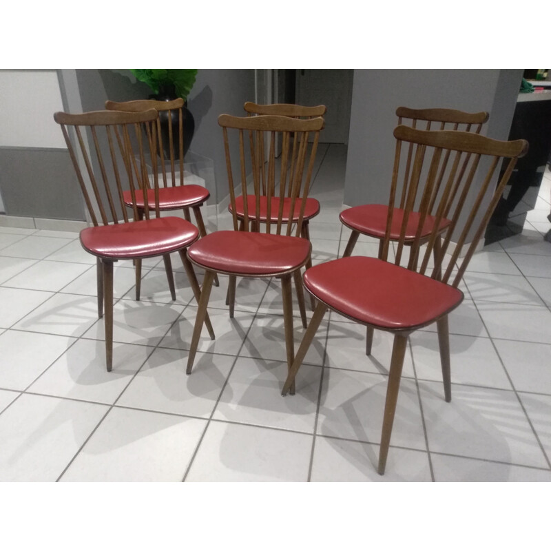 Suite of 6 Baumann Bistro Chairs Model Menuet 1960