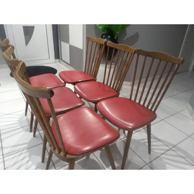 Suite of 6 Baumann Bistro Chairs Model Menuet 1960