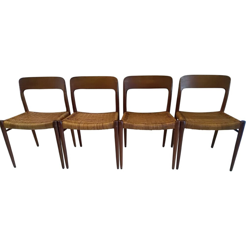 Suite of 4 vintage chairs by Niels Otto Moller, 1960s