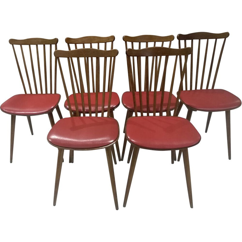 Suite of 6 Baumann Bistro Chairs Model Menuet 1960