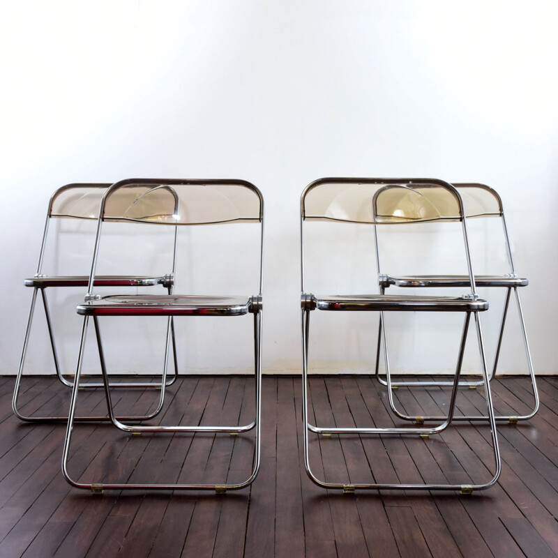 Set of 4 vintage Plia chairs by Giancarlo Piretti, 1960s