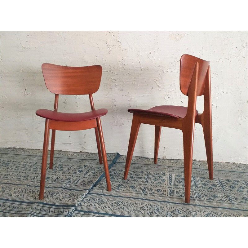 Set of 2 vintage chairs model 6517 by Roger Landault, 1950s