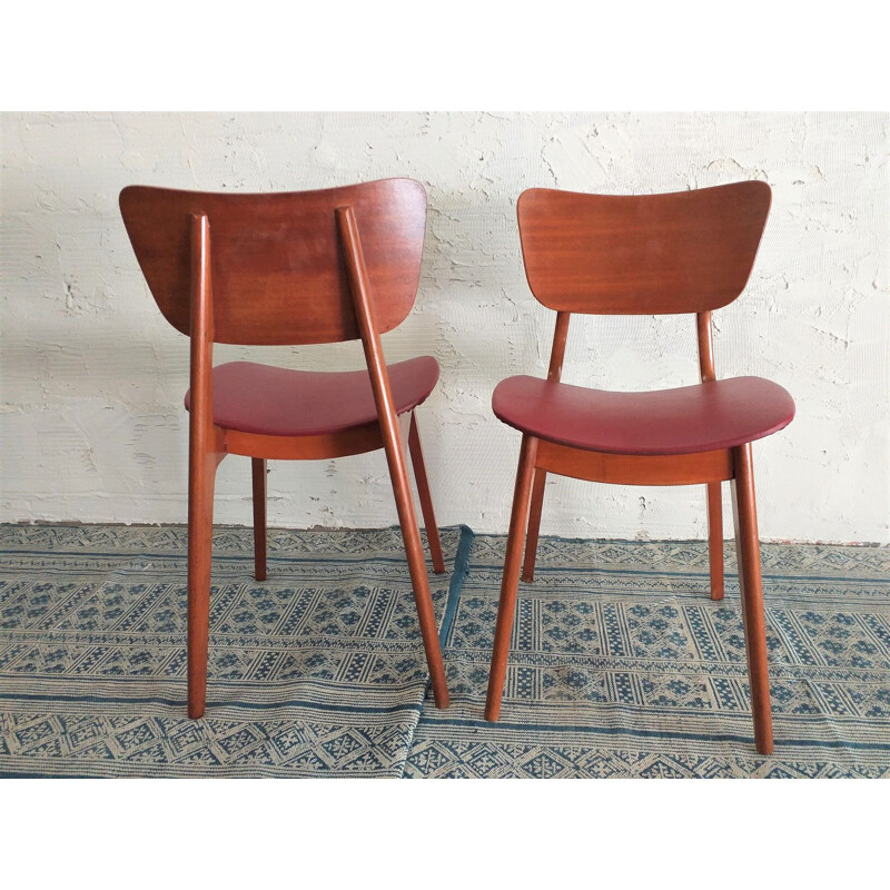 Set of 2 vintage chairs model 6517 by Roger Landault, 1950s