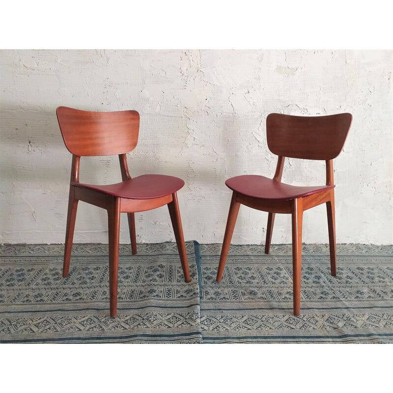 Set of 2 vintage chairs model 6517 by Roger Landault, 1950s