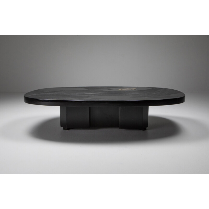 Vintage black resin and Agate Coffee Table by Dresse, 1980s