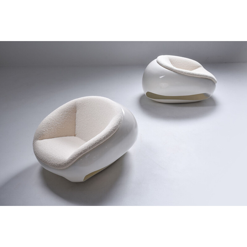 Set of 2 vintage Sculptural Fiberglass armchairs by Mario Sabot, 1969