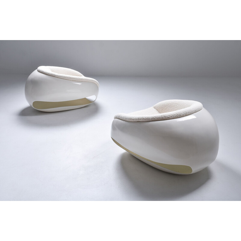 Set of 2 vintage Sculptural Fiberglass armchairs by Mario Sabot, 1969