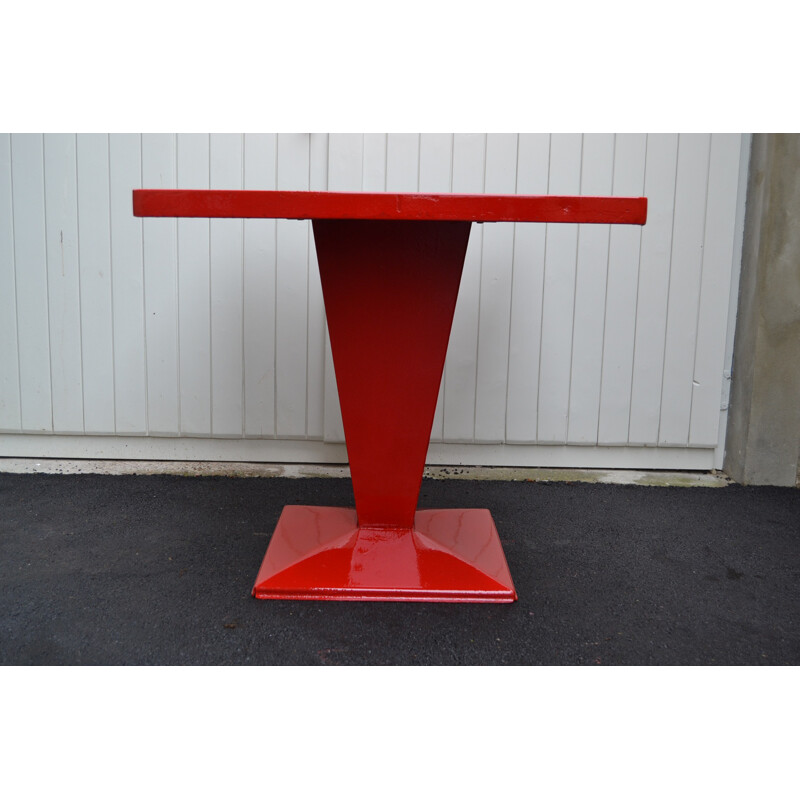 Tolix "Kub" French table in red metal, Xavier PAUCHARD - 1950s