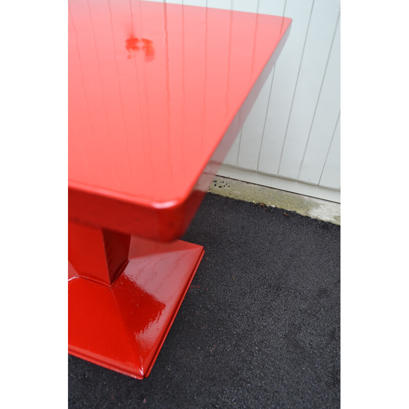 Tolix "Kub" French table in red metal, Xavier PAUCHARD - 1950s