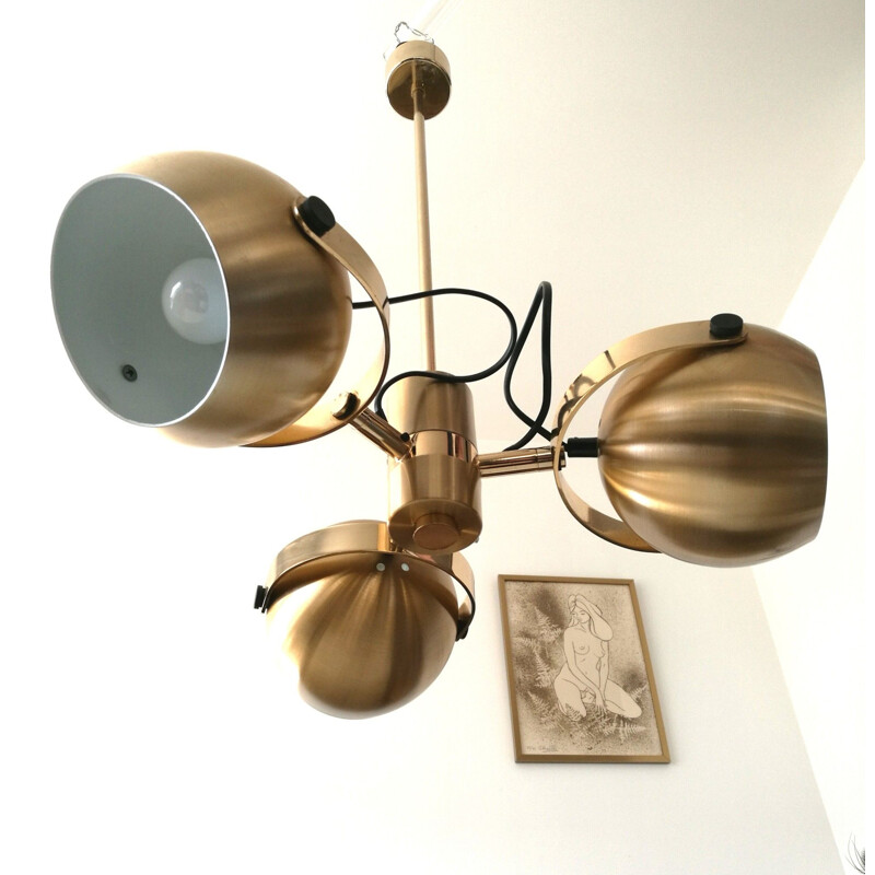 Vintage brushed aluminum chandelier by Goffredo Reggiani, 1970