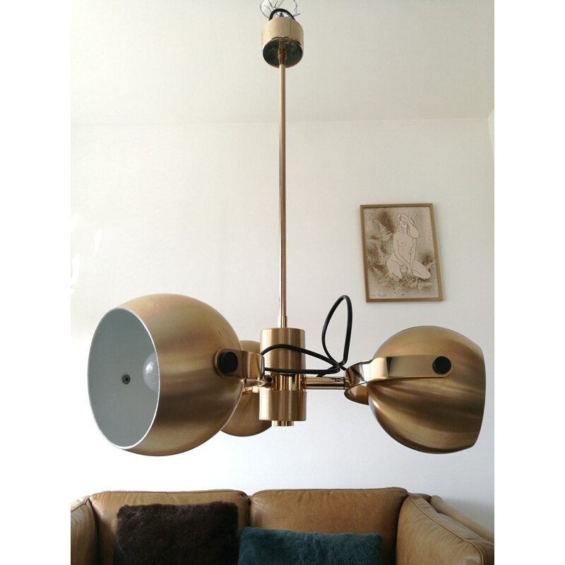 Vintage brushed aluminum chandelier by Goffredo Reggiani, 1970