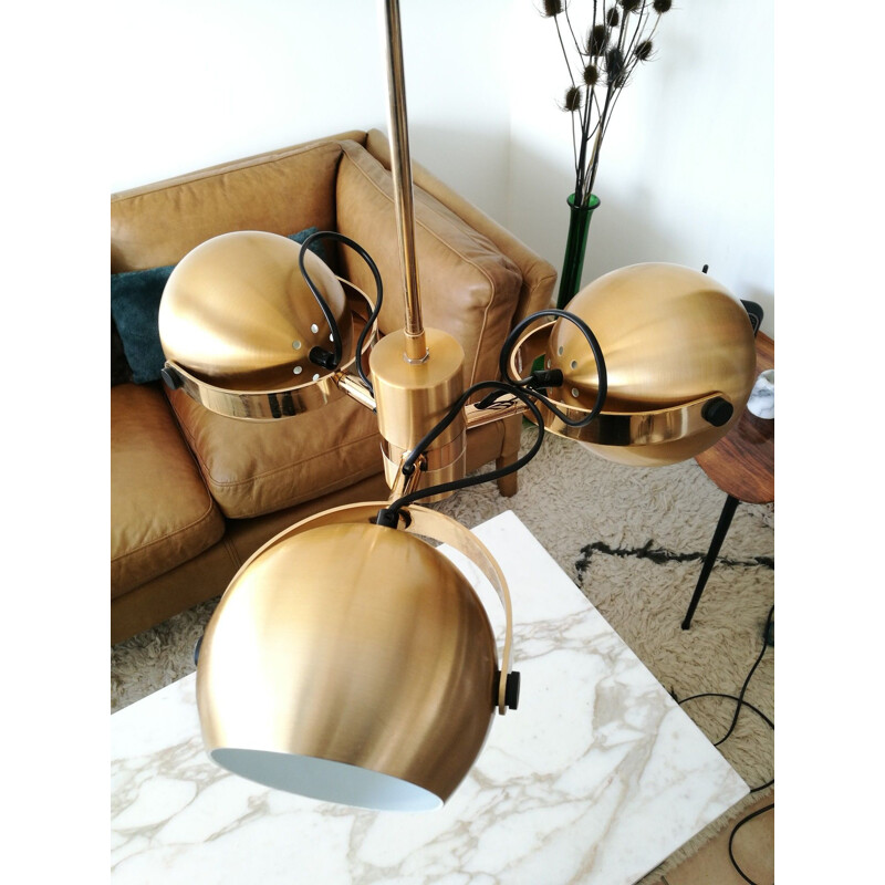 Vintage brushed aluminum chandelier by Goffredo Reggiani, 1970