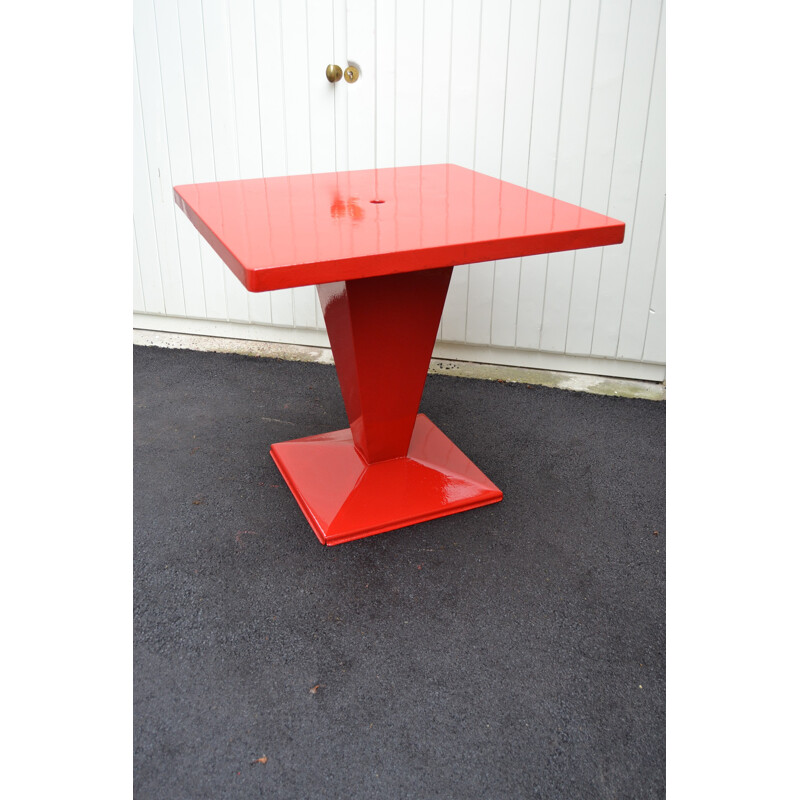 Tolix "Kub" French table in red metal, Xavier PAUCHARD - 1950s