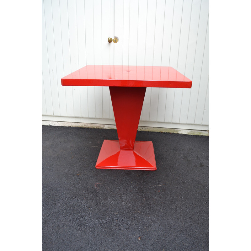 Tolix "Kub" French table in red metal, Xavier PAUCHARD - 1950s