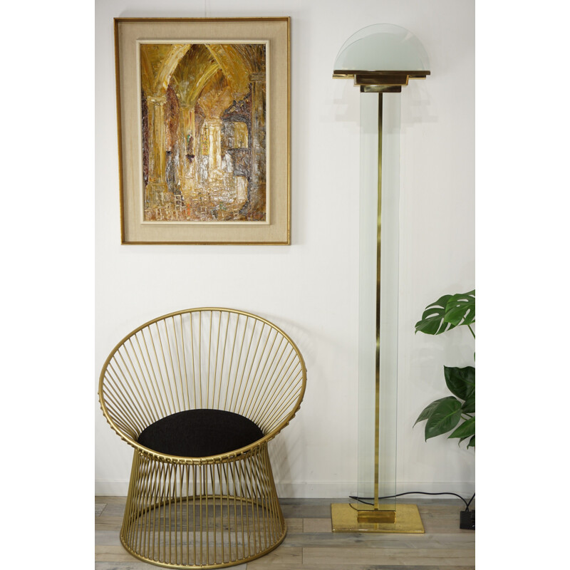 Vintage Italian brass and glass floor lamp by Mauro Martini for Fratelli Martini